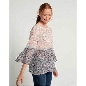 White Stuff Womens Georgia Waterfall Top in Ditsy Pink Print Size 6 demure flowy